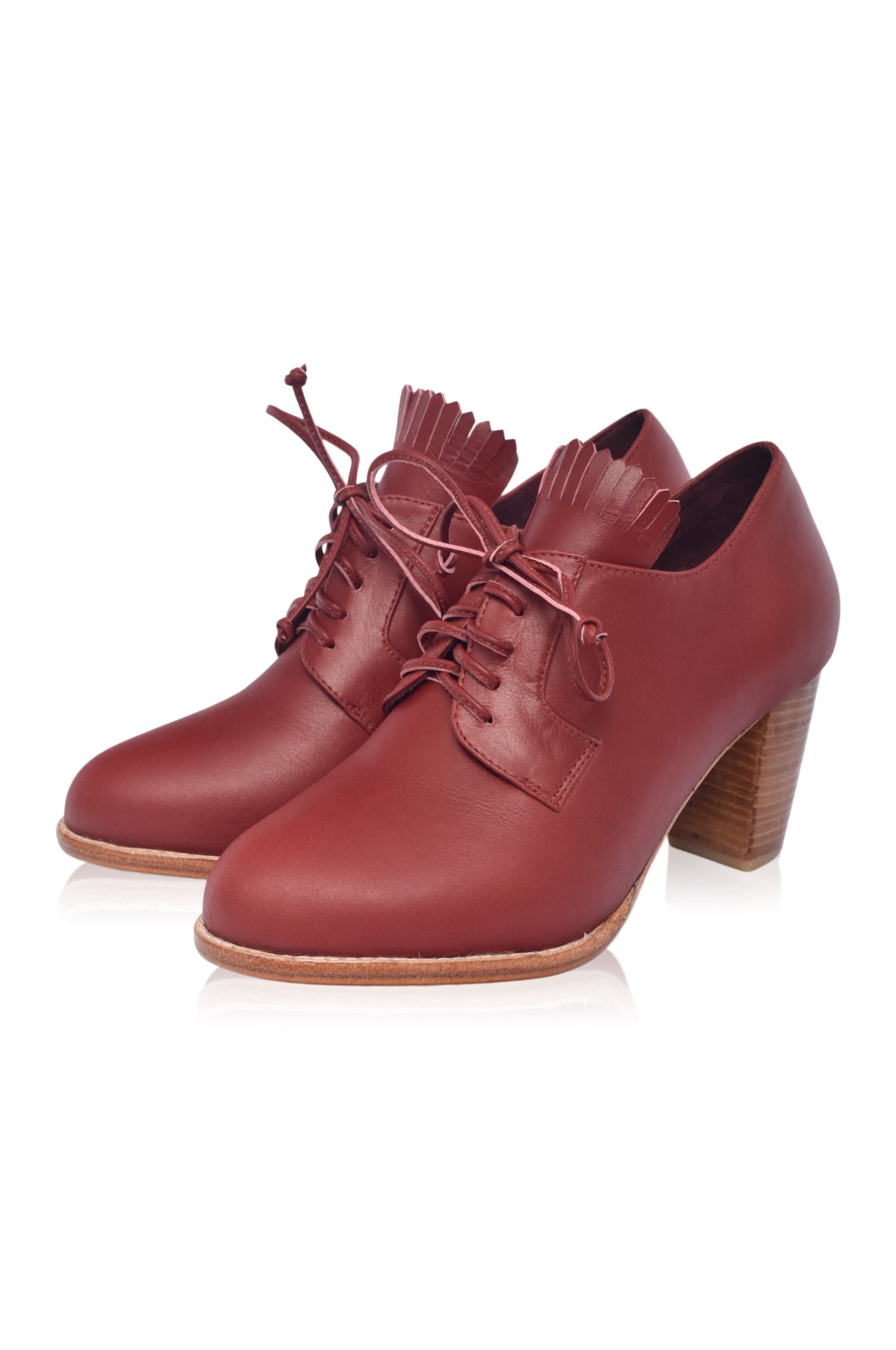 Lyon Lace-Up Leather Oxford Heels