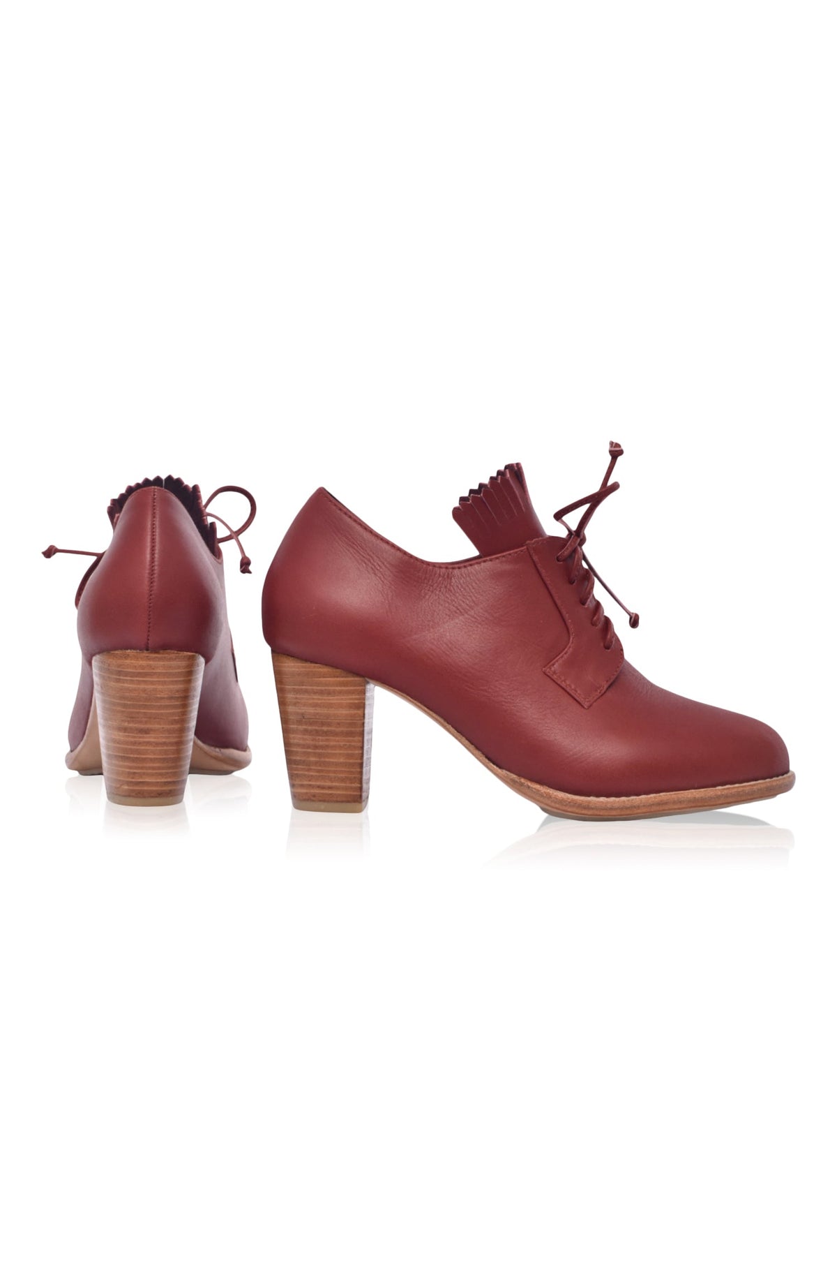 Lyon Lace-Up Leather Oxford Heels