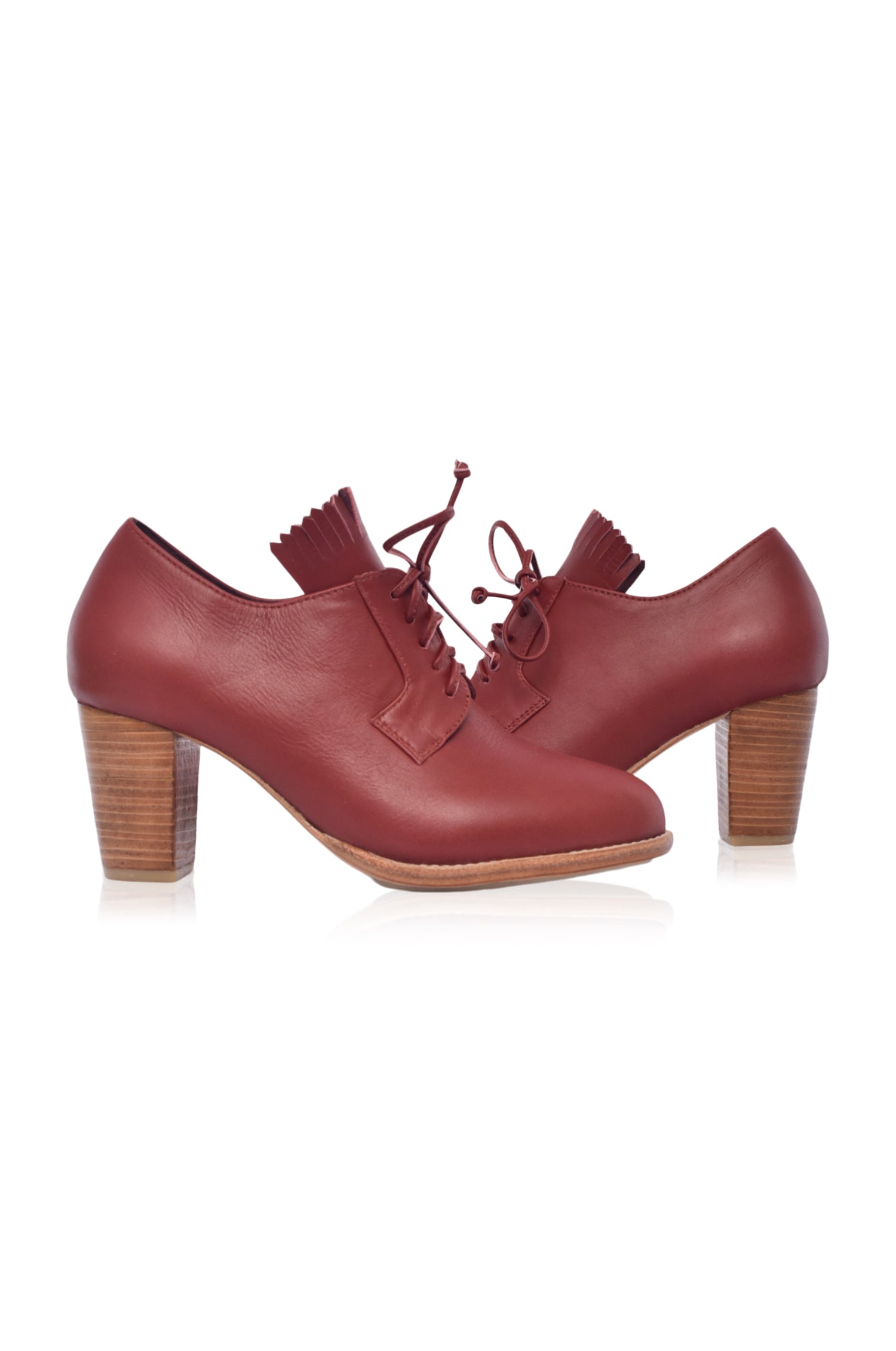Lyon Lace-Up Leather Oxford Heels
