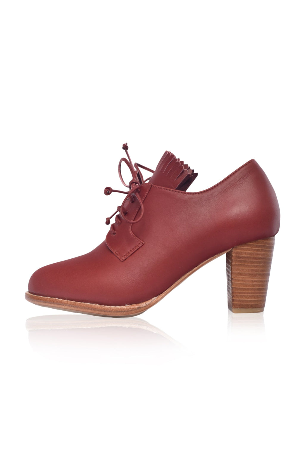 Lyon Lace-Up Leather Oxford Heels