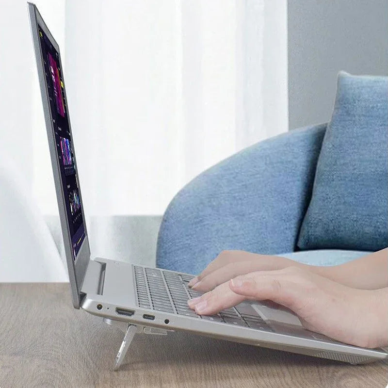 2PCS Mini Foldable Laptop Stand Portable Computer Keyboard Riser with 2 Adjustable Angles Self-Adhesive Invisible Notebook Stand