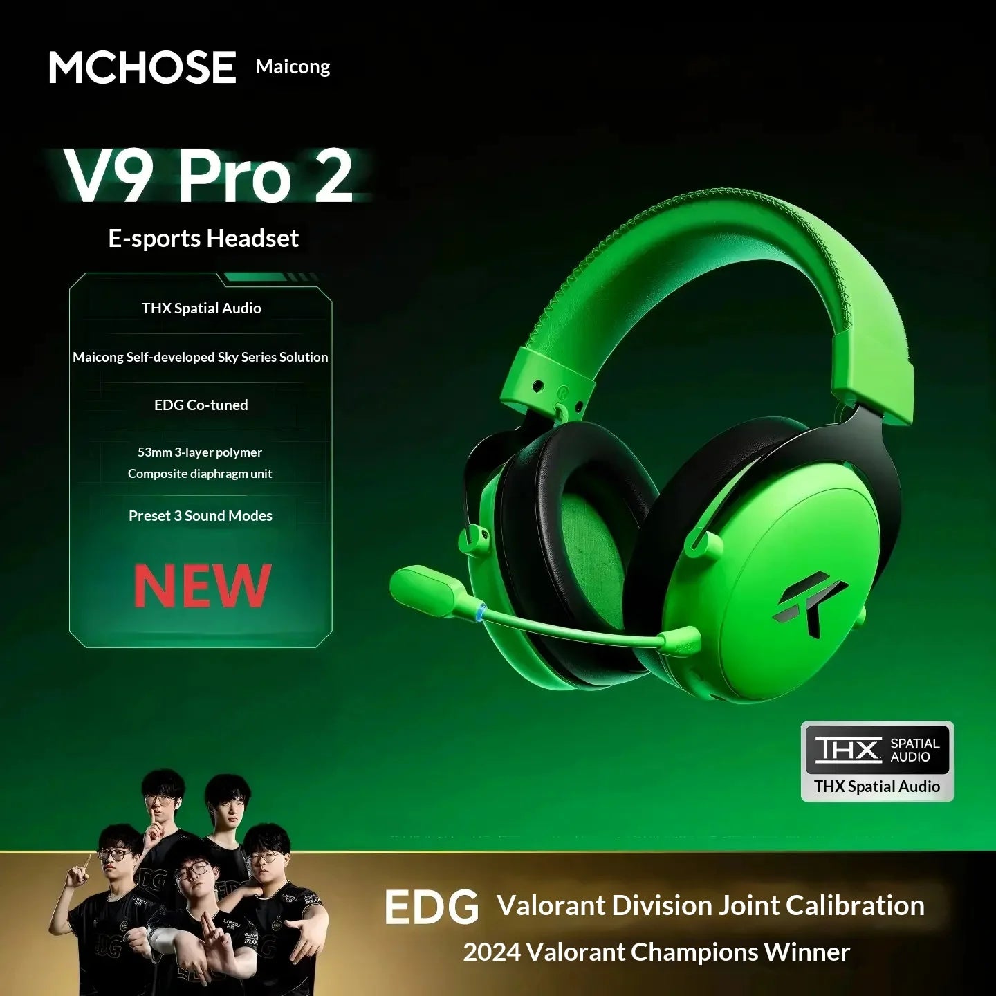 MCHOSE V9 Pro Gaming Headset | 3-Mode Bluetooth Wireless Headphones with Noise-Cancelling Mic