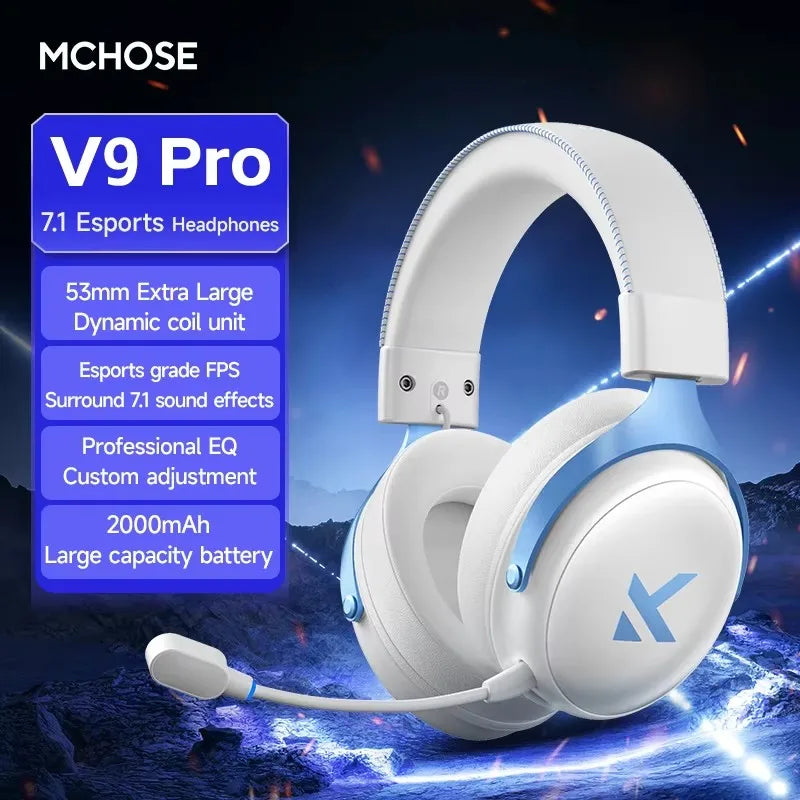MCHOSE V9 Pro Gaming Headset | 3-Mode Bluetooth Wireless Headphones with Noise-Cancelling Mic