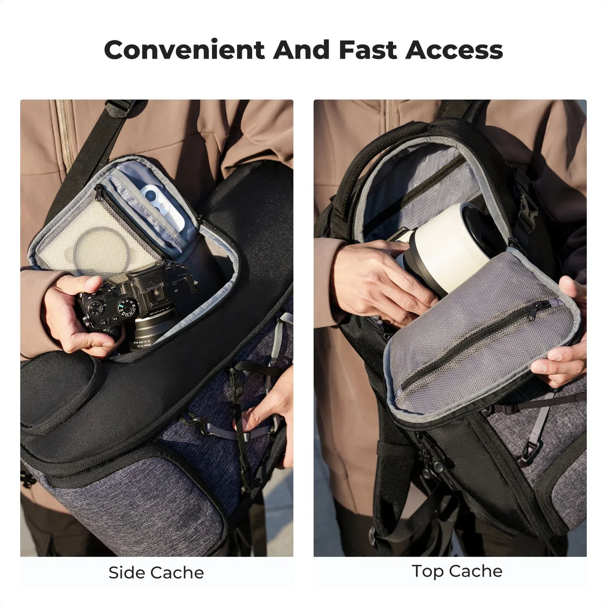 Camera Backpack with Tripod Strap Outdoor Black