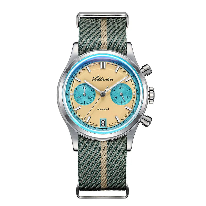 ADDIESDIVE AD2095 Luxury Men's Chronograph Watch — BGW9 Super Luminous Bubble Mirror VK64 Quartz Diver