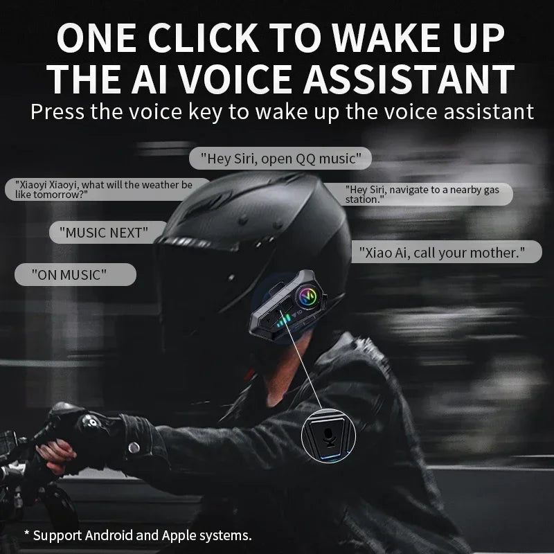Motorcycle Helmet Headset IPX6 Waterproof Noice Reduction Earphone Super Long Standby Wireless Hands Free Headphone