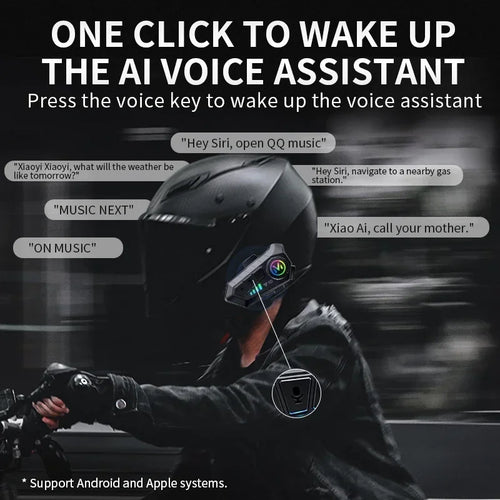 Motorcycle Helmet Headset IPX6 Waterproof Noice Reduction Earphone Super Long Standby Wireless Hands Free Headphone