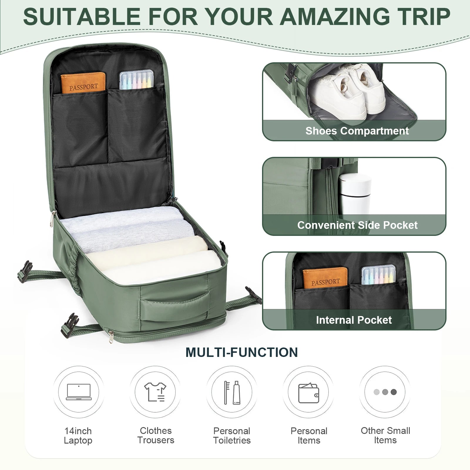 Zolex Executive Carry-On Backpack | 40×30×20cm Cabin-Ready Travel Bag