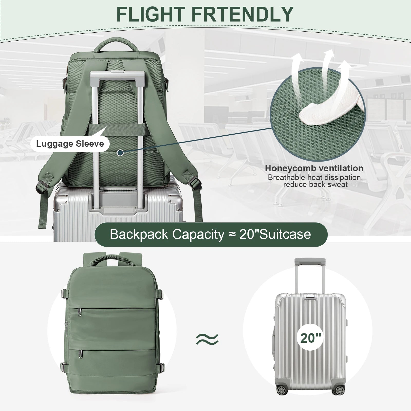 Zolex Executive Carry-On Backpack | 40×30×20cm Cabin-Ready Travel Bag