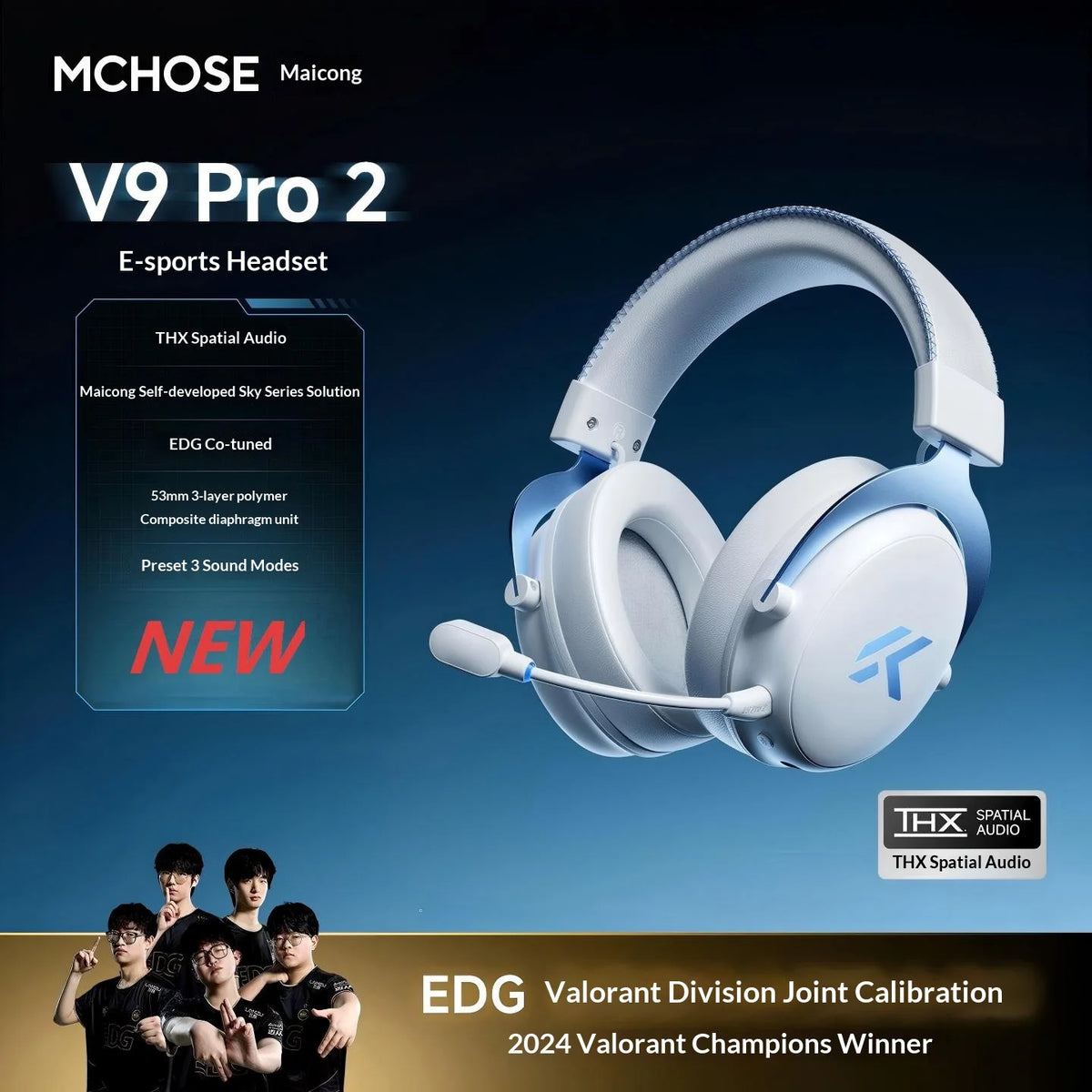 MCHOSE V9 Pro Gaming Headset | 3-Mode Bluetooth Wireless Headphones with Noise-Cancelling Mic