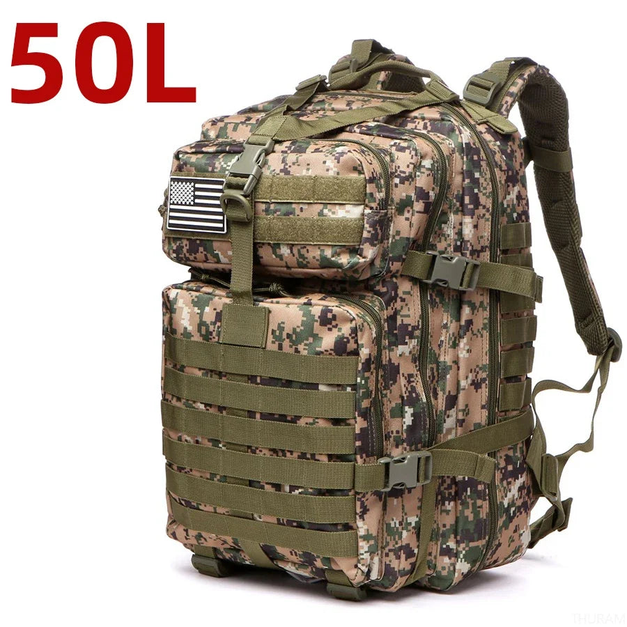 Taktischer Wanderrucksack 25L / 50L | Wasserdichter Nylon-Outdoor-Rucksack für Camping, Trekking & Jagd