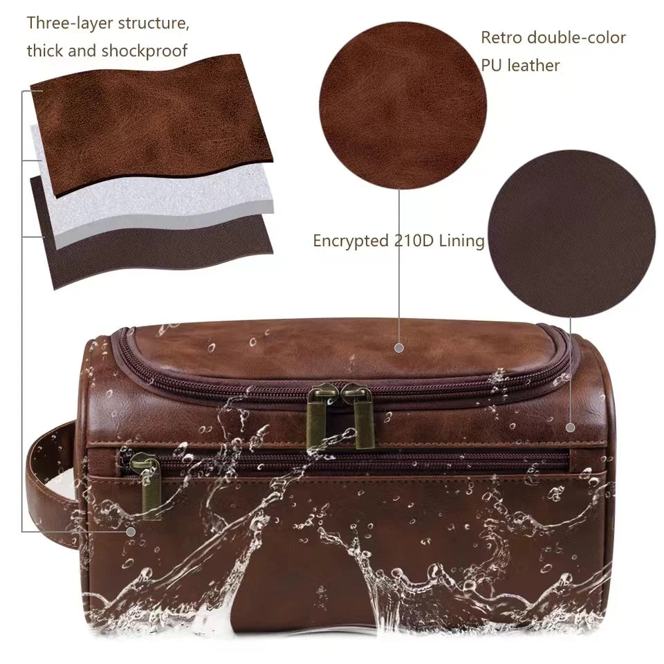 Hanging Toiletry Bag | PU Leather & Canvas Dopp Kit for Men & Women