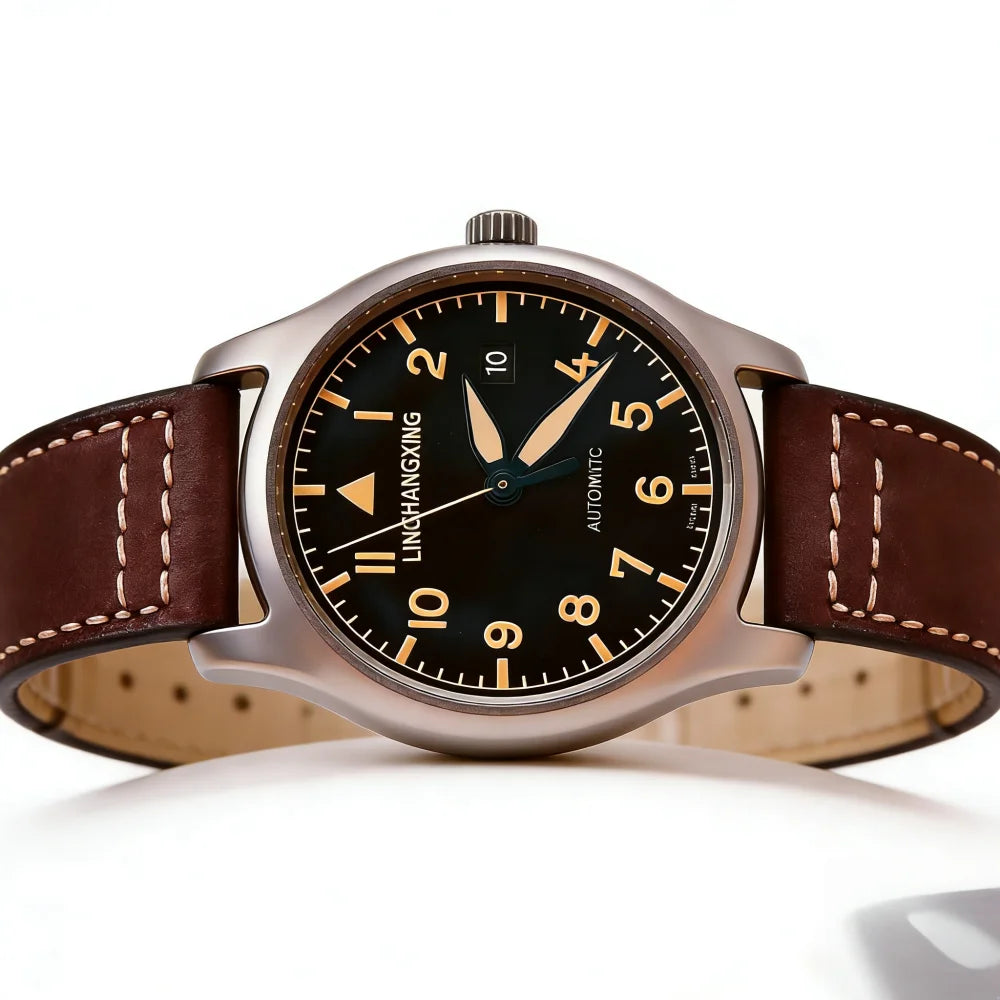 2026 New LINGHANGXING Men's Fashion Watch Movement Luminous Dial Genuine Leather Band Business Casual