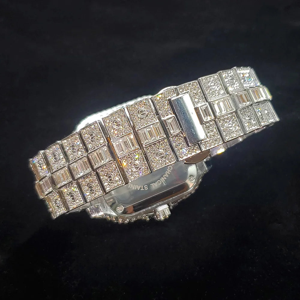 UNIGUET DC06 Luxury Iced Out Men's Watch — Hip Hop Square Diamond Quartz Wristwatch
