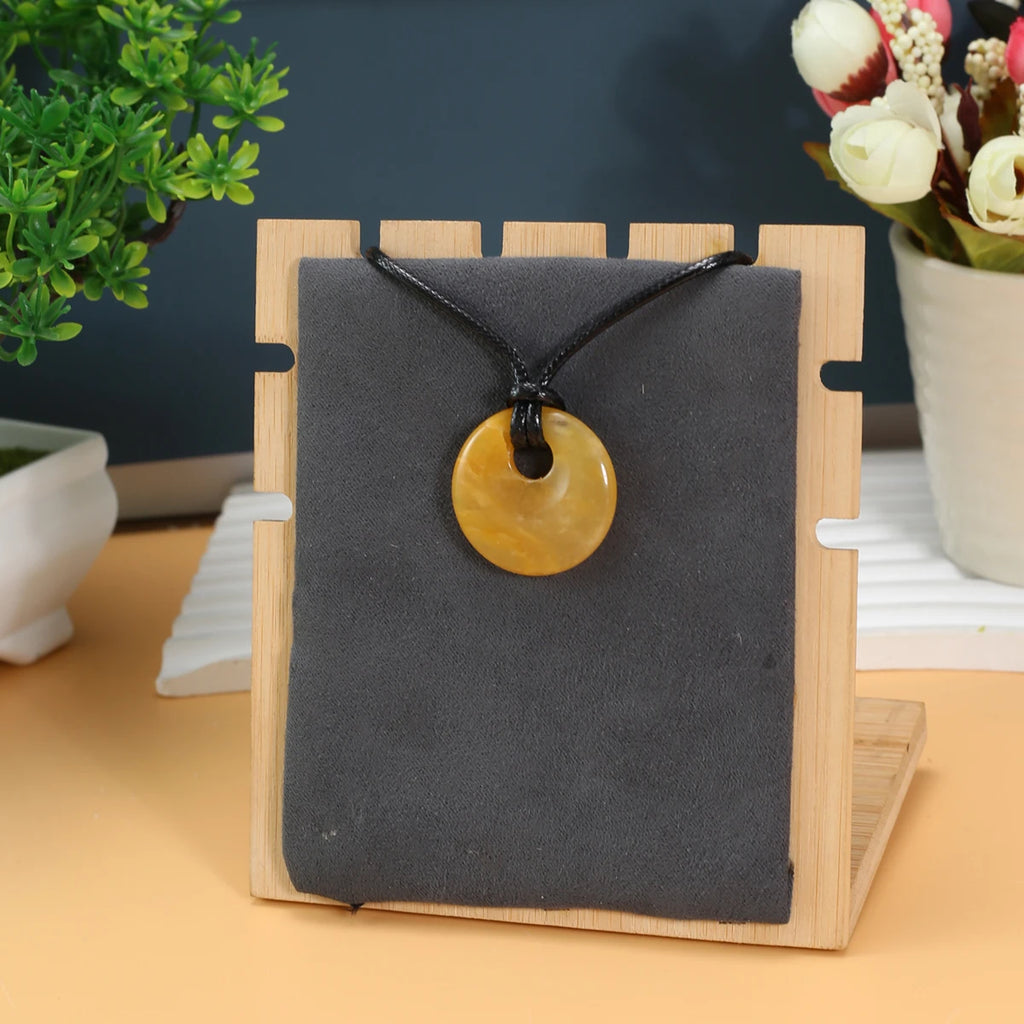 1pc Natural Stone Necklace Big Hole Round Stone Pendant Leather Rope Chain Charms for Women Men Exquisite Jewelry Length 45cm