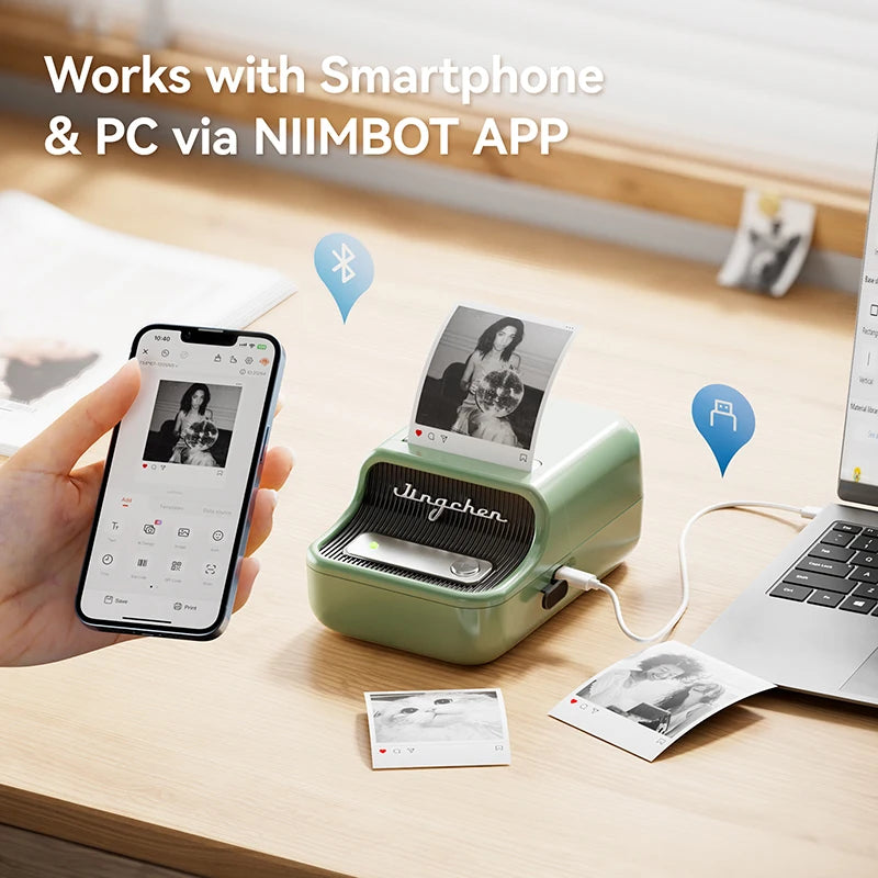 NiiMbot B21 B21 PRO Bluetooth Adhesive Label Printers Mini Thermal Printer Wireless Barcode Label Maker for Office Clothing