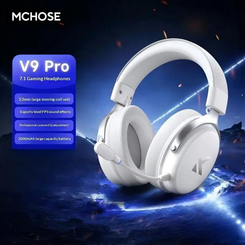 MCHOSE V9 Pro Gaming Headset | 3-Mode Bluetooth Wireless Headphones with Noise-Cancelling Mic