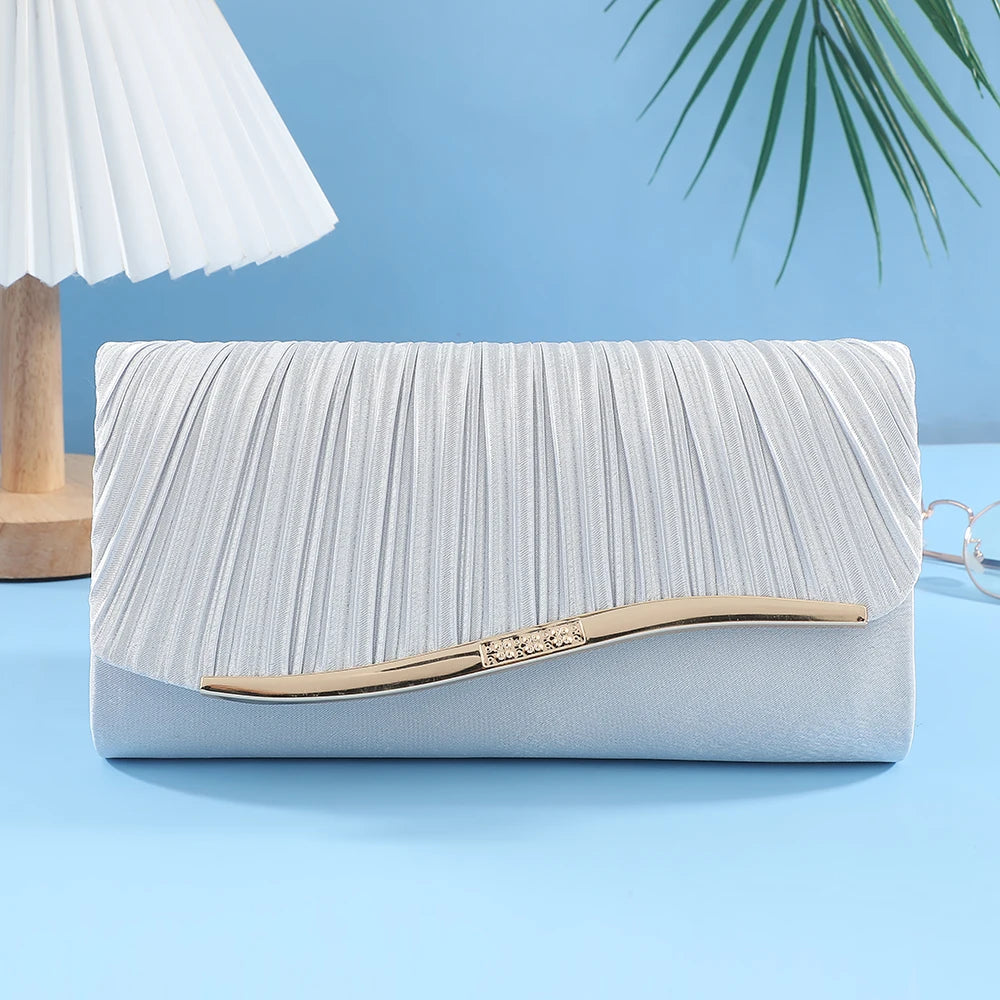 Luxuriöse Abendtasche mit Pailletten-Falten – Damen-Partytasche mit Perlenverzierung für Hochzeiten