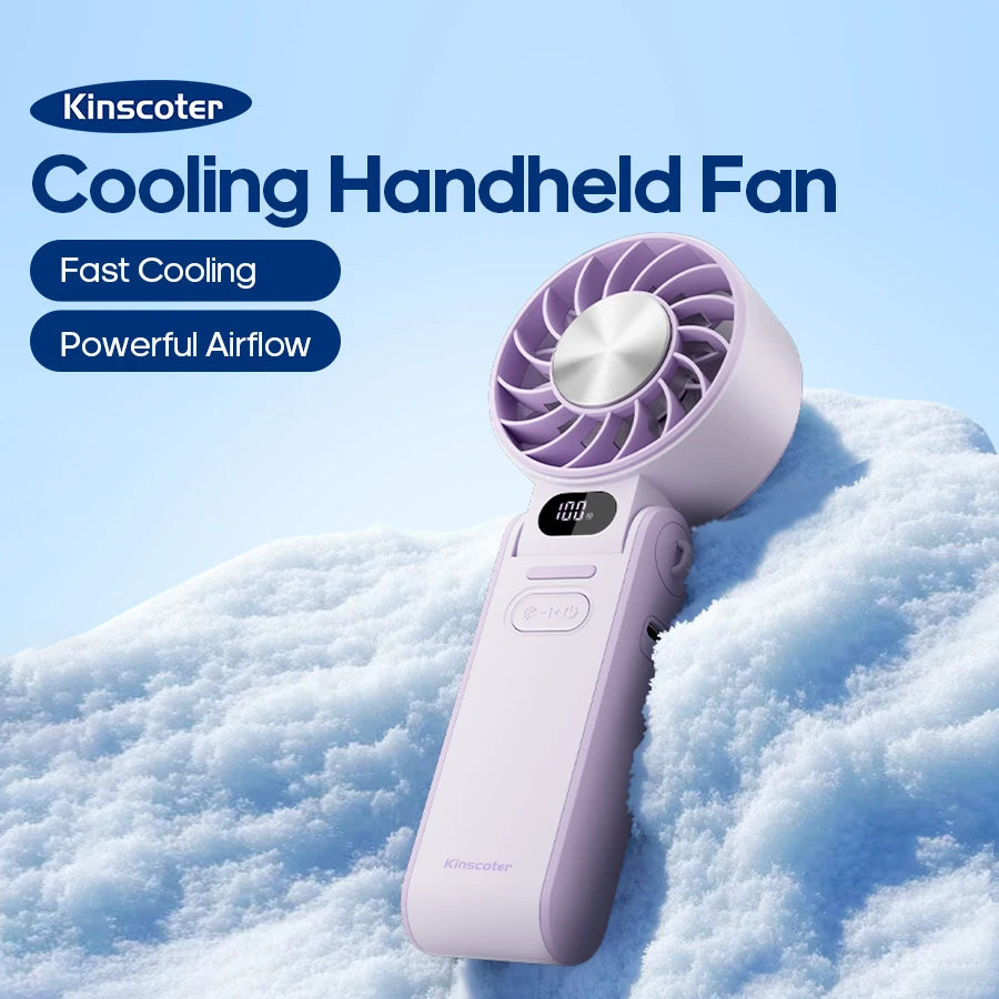 Newes Foldable Handheld Fan 100 Gear Speed Adjustable 3600mAh Rechargeable Student Fan LED Display USB Air Circulator W/ Lanyard