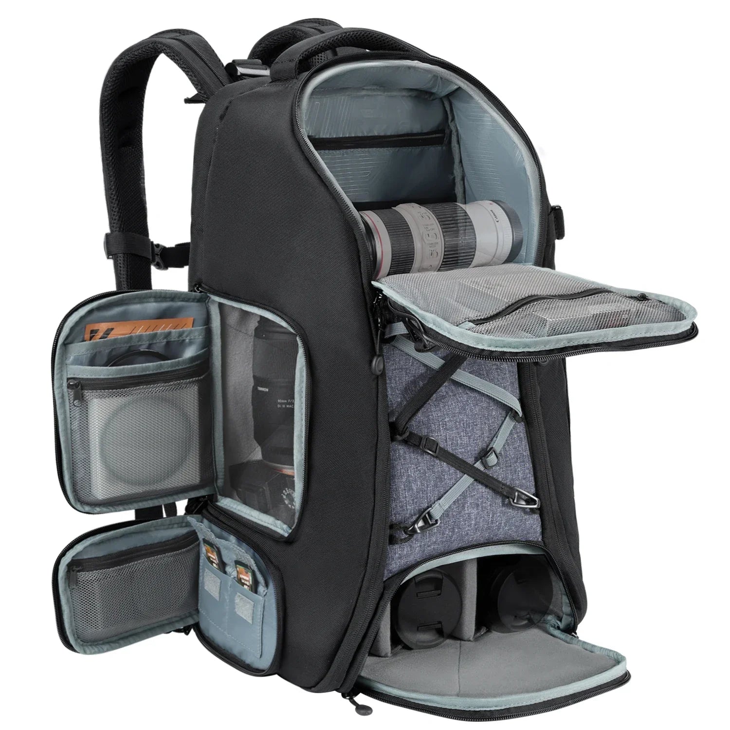 Camera Backpack with Tripod Strap Outdoor Black