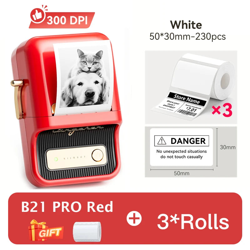 NiiMbot B21 B21 PRO Bluetooth Adhesive Label Printers Mini Thermal Printer Wireless Barcode Label Maker for Office Clothing
