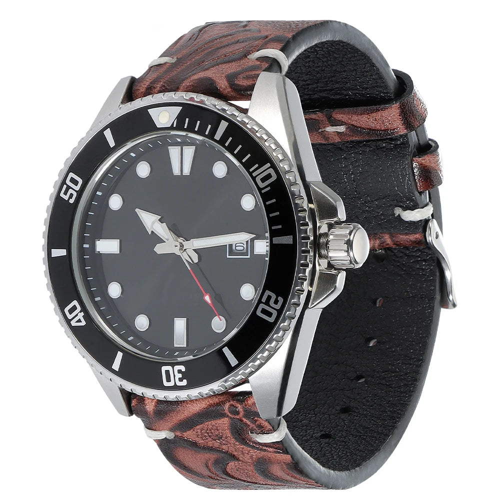 Genuine Calfskin Watch Strap 20mm 22mm for Seiko for Omega Leather Watchbands Printed Pattern Brown Women Men Watch Accessories