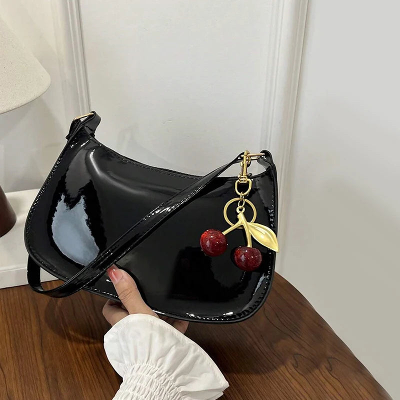Kirschen-Umhängetasche | PU-Leder-Schultertasche für Damen