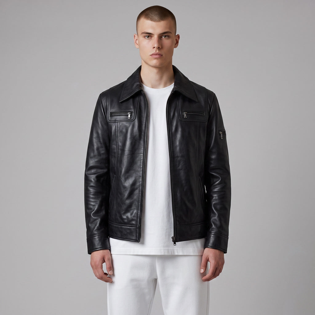 Men’s Buster Slim-Fit Leather Jacket