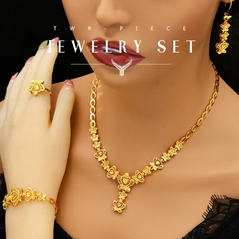 Indian 24k Gold Bridal Jewelry Set for Women