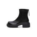Women's Platform Ankle Boots – Black Leather Zip-Up